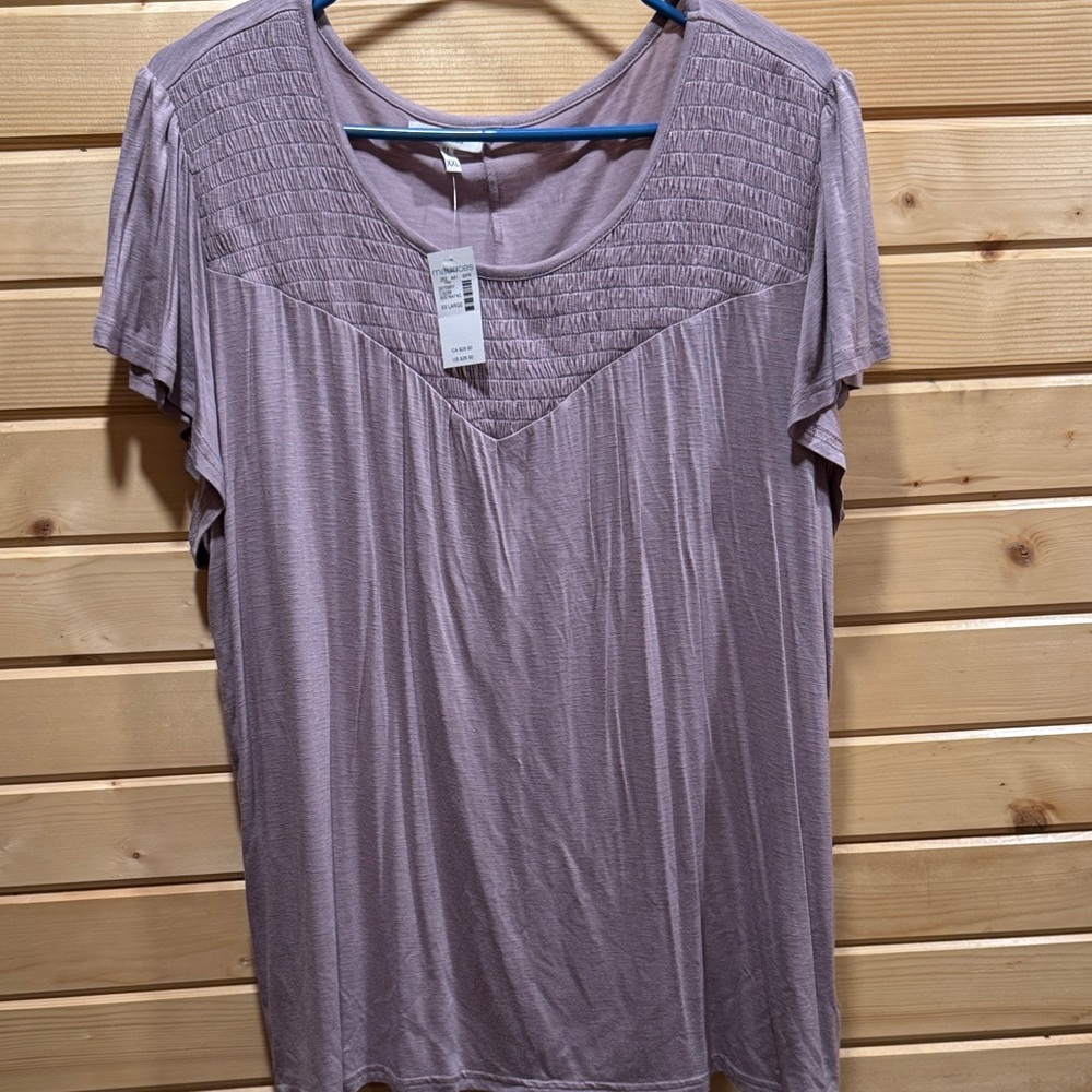 Maurices Mauve Textured Short Sleeve Blouse